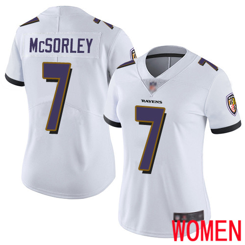 Baltimore Ravens Limited White Women Trace McSorley Road Jersey NFL Football #7 Vapor Untouchable->women nfl jersey->Women Jersey